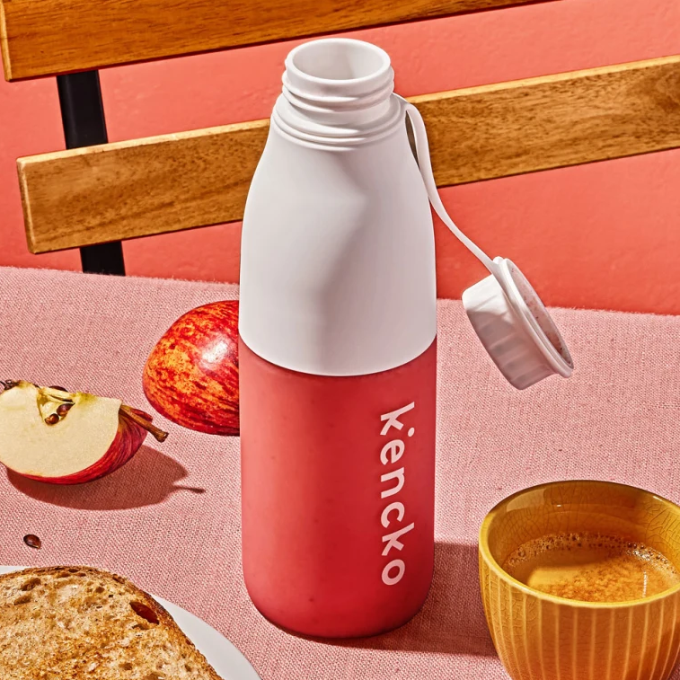 A bottle of kencko, instant smoothie